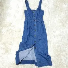 マカフィー　デニムワンピース　デニムサロペット　インディゴ染　36
