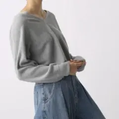 AZUL BY MOUSSY ソフトタッチ横リブ2WAYドルマンニット