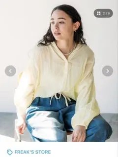 FREAK'S STORE シアーシャツ イエロー 長袖のサムネイル