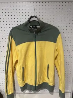 【好配色】adidas トラックジャケット イエロー×カーキ M 背面ビッグロゴ