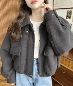 moment+ ショートブルゾン チャコールグレー