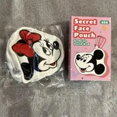 ミッキー＆フレンズ シークレットフェイスポーチ カラビナ付き ダイカット　ミニー