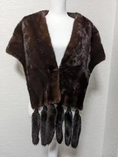 197 ブラックグラマ　ミンク　毛皮　ショール　ストール　ボレロ　リアルファー