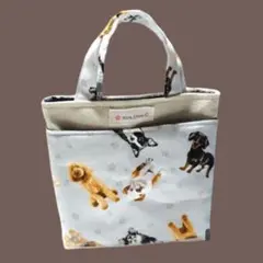 ✡️ワンちゃんポケット&マチありミニバッグ・イン・バッグ~薄いグレーハンドメイド