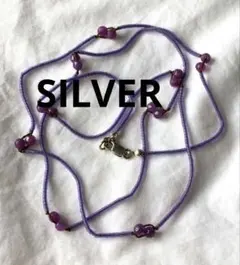 ビンテージ　ビーズネックレス　パープル　アメジスト　ロングネックレス