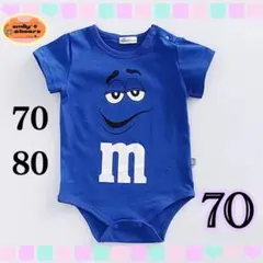 半袖ロンパース　韓国子ども服　ベビーロンパース　夏服　青　70