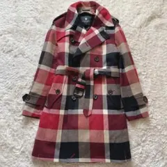 ブラックレーベルクレスト　チェックコート　中綿ライナー付厚手トレンチ　ベルト