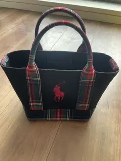 ◎美品◎ラルフローレン ミニトートバッグ ブラックタータンチェック ビッグポニー