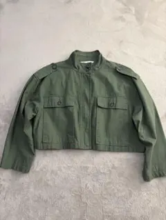 ZARA オリーブグリーン クロップドミリタリージャケット　S