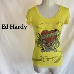 Ed Hardyエドハーディー ラインストーン スカル Tシャツ Y2Kグランジ