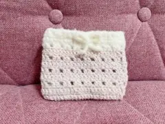 ハンドメイド ピンクホワイトポーチ