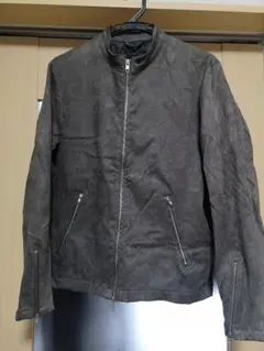 グレー 　スエード シングルライダースジャケット