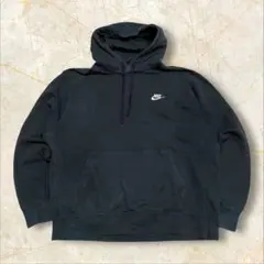 NIKE 刺繍ロゴ スウェットパーカー USメンズ 肉厚ブラックL