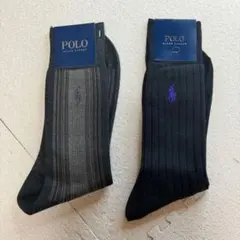 POLO ストライプ リブ ソックス 2足セット 25-26cm