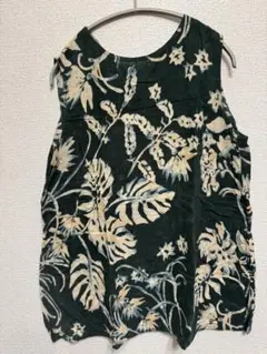 ✨美品✨45R　ギマアロハ刺繍　ノースリーブチュニック　3　R刺繍　日本製　花柄 ✨美品✨45R ギマアロハ刺繍 ノースリーブチュニック 3 R刺繍 日本製