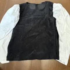 ZARA パフスリーブ長袖　黒白トップスXL