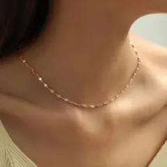 ネックレス ペタルチェーン 新品 華奢 サージカルステンレス ピンクゴールド