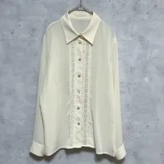 コルディア CORDIER レースブラウス 長袖 アイボリー 42 XL レトロのサムネイル