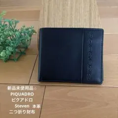 新品未使用⭐︎PIQUADROピクアドロSteven 二つ折り RFID ブラック