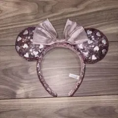 ピンク ハート柄 スパンコールカチューシャ