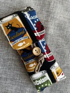 万年筆・ペンケース　ねこ/缶詰ネコ@2本さし@ふわふわお布団