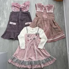 メゾピアノ♡2着セット♡くまピンクワンピース♡水色セーラー 