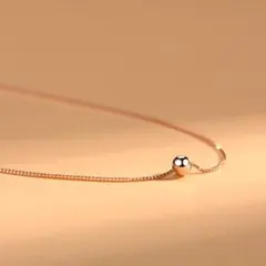 69G 人気 一粒　メタルパール　ネックレス S925 ピンク K18コート