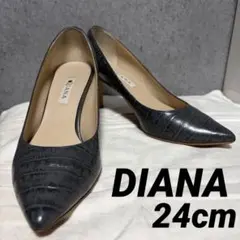 【美品・廃盤】DIANA ポインテッドトゥ　7cmヒールパンプス クロコ　型押しのサムネイル