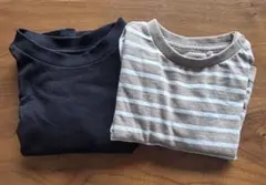 長袖Tシャツ2枚セット（黒・ストライプ）