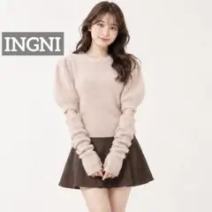 k0480 INGNI フェザーヤーンアームウォーマー付ニット 베이지