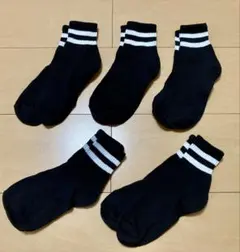 【新品】レディース ソックス 5足セット ライン入り ブラック 23〜25cm