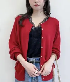 最終値下げ！長袖カーディガン　赤　春秋　Mサイズ