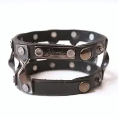 DIESEL ディーゼル レザーバングル ツイストメタル ブラック イタリア製