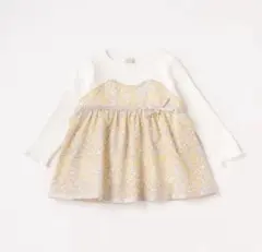 プティマイン　花柄ドッキング長袖Tシャツ　ライトピンク　120