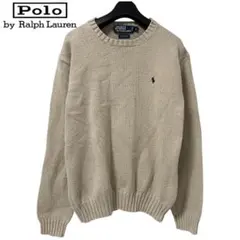 未使用級♥ ラルフローレン【L】コットン ニット ベージュ レディース レディース] ラルフローレン コットン Vネック ニット ベージュ [Ralph