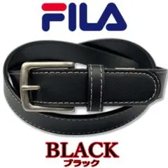 黒 FILA ベルト 001 ロゴ＆ステッチ 2.8cm ブラック フィラのサムネイル