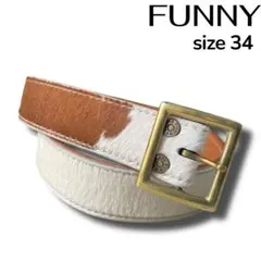 未使用品 FUNNY ファニー 厚手 ハラコ レザー ベルト size 34のサムネイル