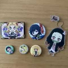 鬼滅の刃　缶バッジ　アクリルキーホルダー6点セット