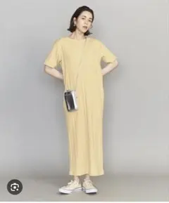 ランダムリブ5分丈ワンピース　イエロー　　beauty&youth