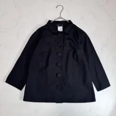 良品 agnes b. 七分袖 くるみボタン コットンシャツ 黒 日本製 0