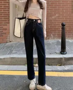 【SHEIN】ダークブルーストレートデニム JP-Ｌサイズ