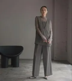 GIRL チュール レイヤード トップス ワイドパンツ セットアップ