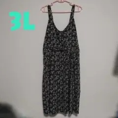 ２００４☆【大きいサイズ】ウエストリボンキャミワンピース　黒　3L