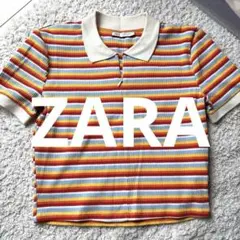 ZARA 半袖ポロシャツ L ストライプ