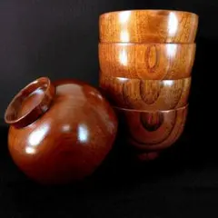 天然木 木製 漆器 お椀 5客 汁椀 味噌汁椀