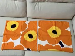 Marimekko Unikko クッションカバー 2枚セット オレンジのサムネイル