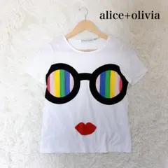 希少 alice+olivia サングラス レインボー 半袖Tシャツ ホワイトのサムネイル