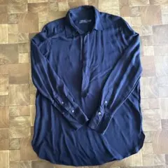 週末限定【Ralph Lauren 】シルク100% 長袖ブラウスネイビー M - メルカリ