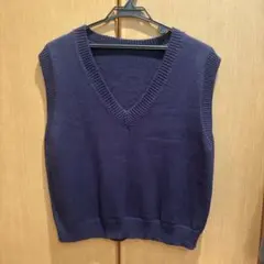ネイビー Vネック ニットベスト