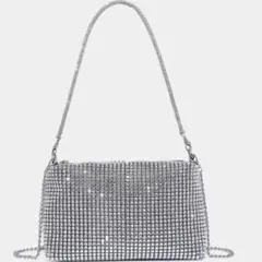 【新品 未使用】ミニラインストーン装飾チェーン スクエア パーティバッグ 結婚式